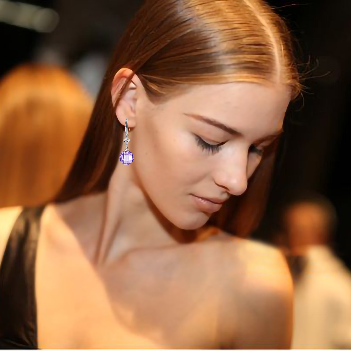 925 Silver 4 Leaf Clover 10mm Turtle Texture Round CZ Dangle Earrings