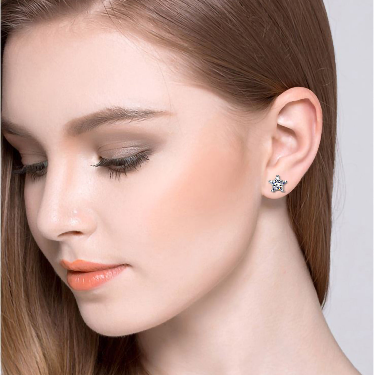 925 Sterling Silver Star Shape CZ Stud Earring