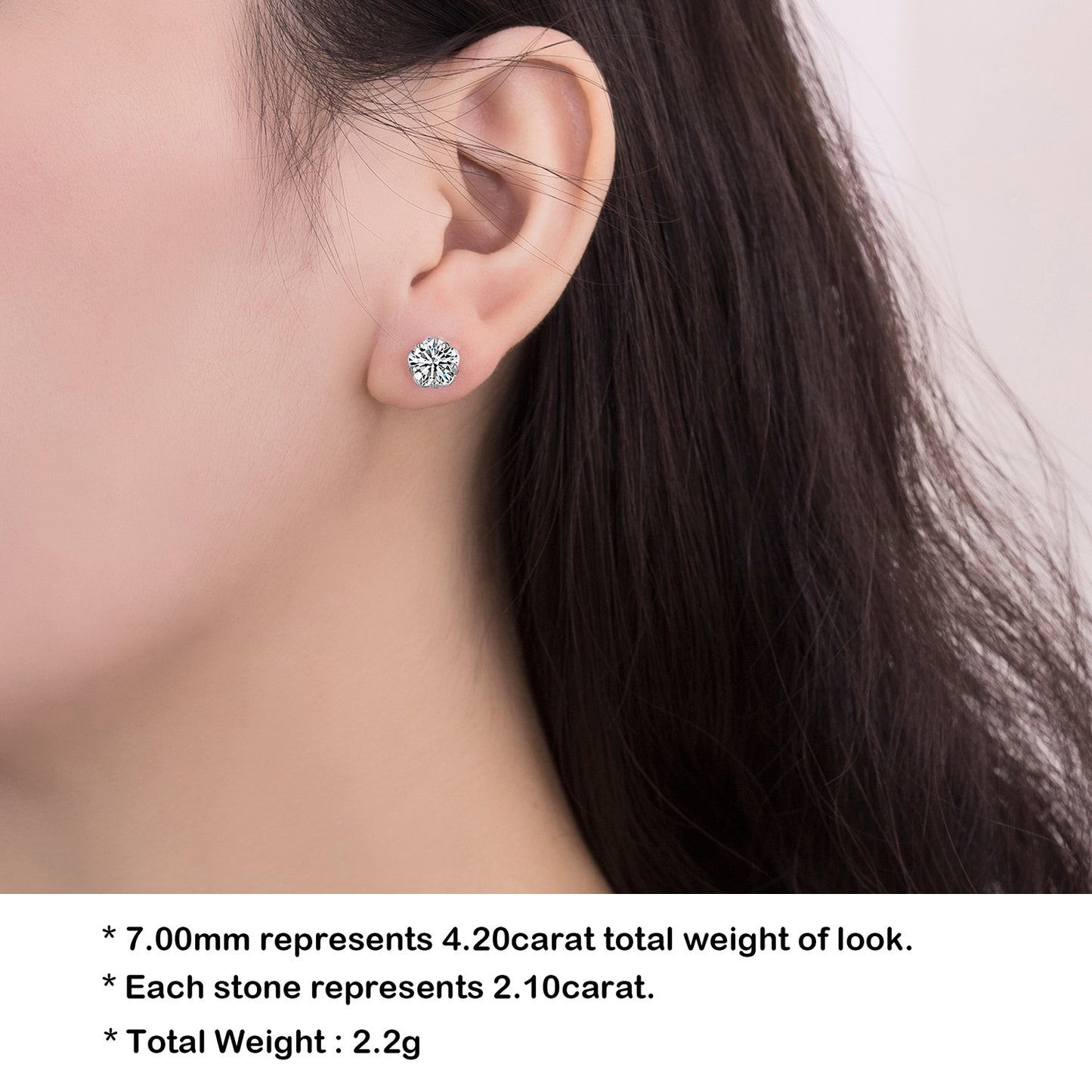 925 Sterling Silver 5 Prong Plum Blossom Stud Earrings