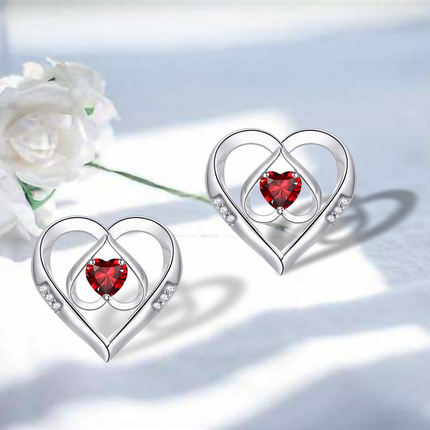 925 Silver Triple Heart CZ Diamond Heart Jewelry Set