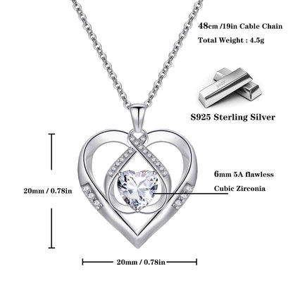 925 Silver 5A Heart CZ Diamond Triple Heart Pendant Necklace