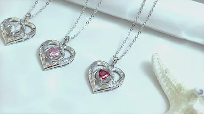 925 Silver 5A Heart CZ Diamond Triple Heart Pendant Necklace