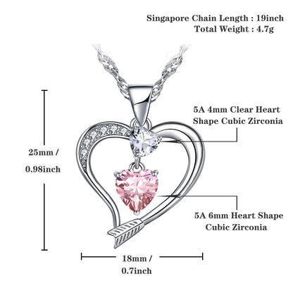 Arrow Heart Birthstone Tourmaline Necklace (OCT-10)