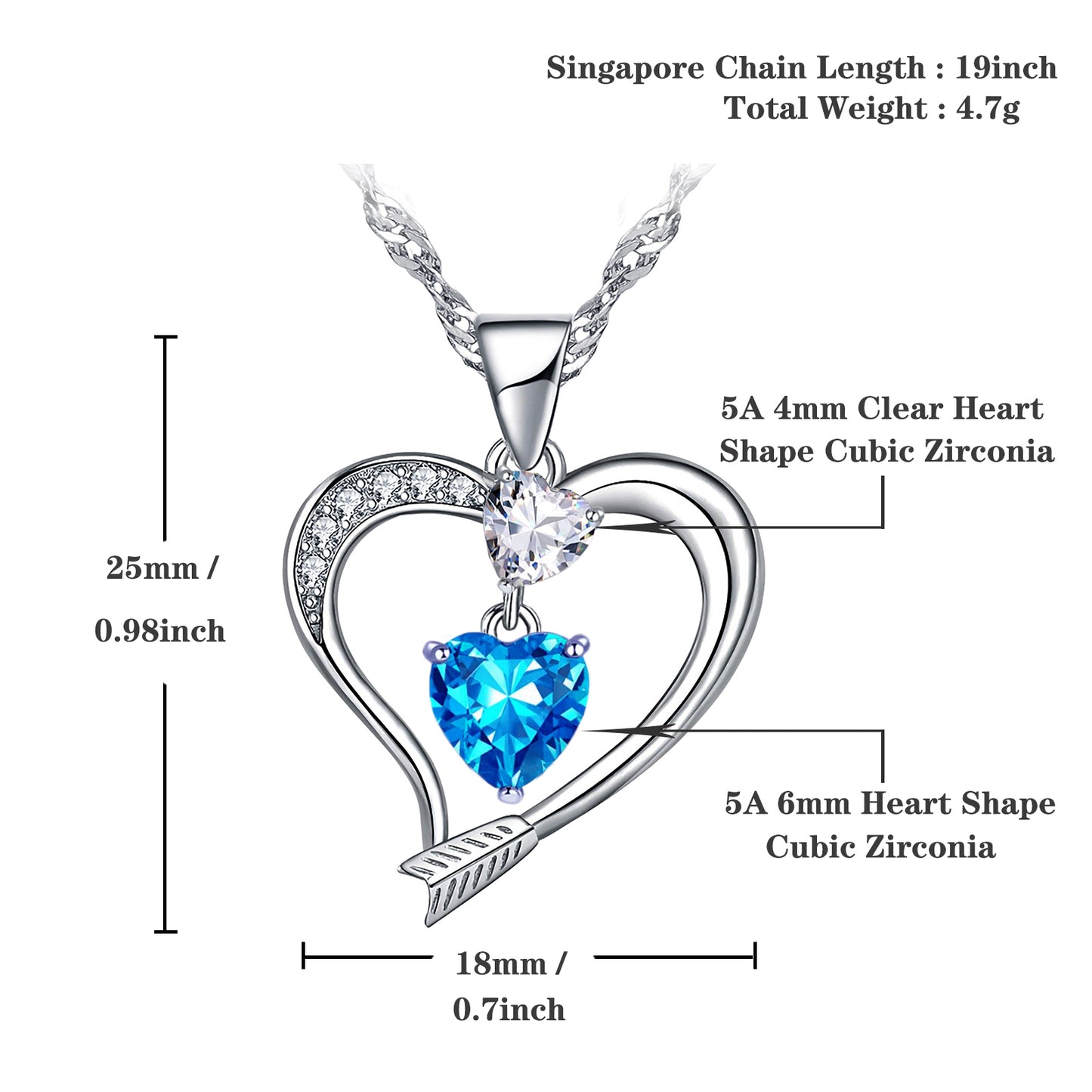 Arrow Heart Birthstone Tanzanne Necklace (DEC-12)
