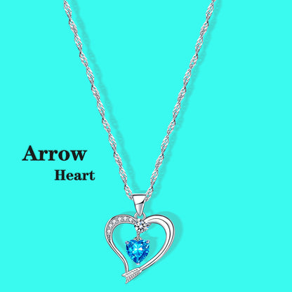 Arrow Heart Birthstone Tanzanne Necklace (DEC-12)