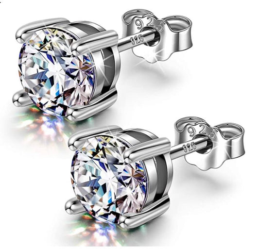 925 Sterling Silver 4 Prong Pure Brilliance Stud Earrings