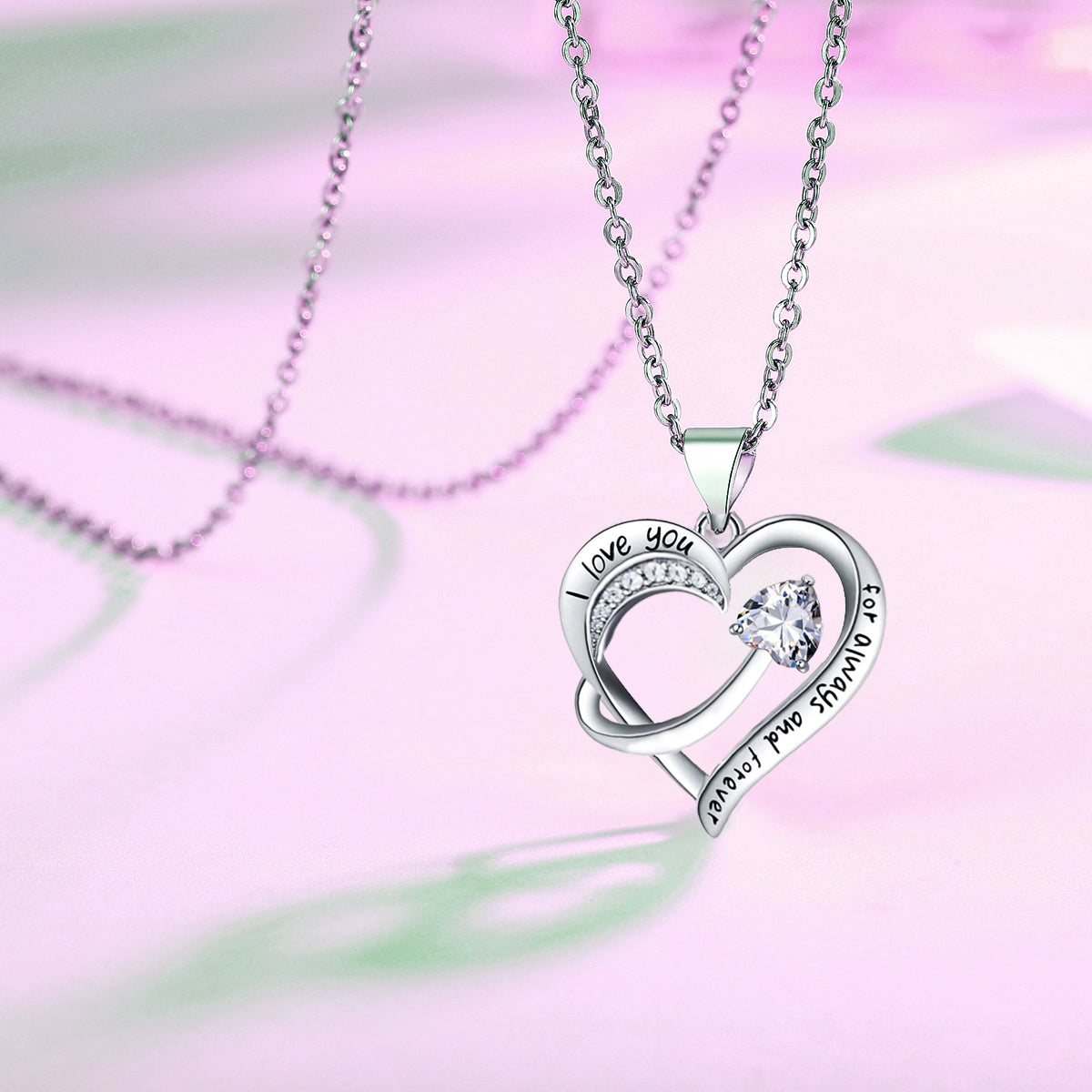 18k Platinum Plated Unique Design Heart Pendant Necklace