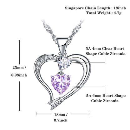 Arrow Heart Birthstone Alexandrite Necklace (JUN-06)