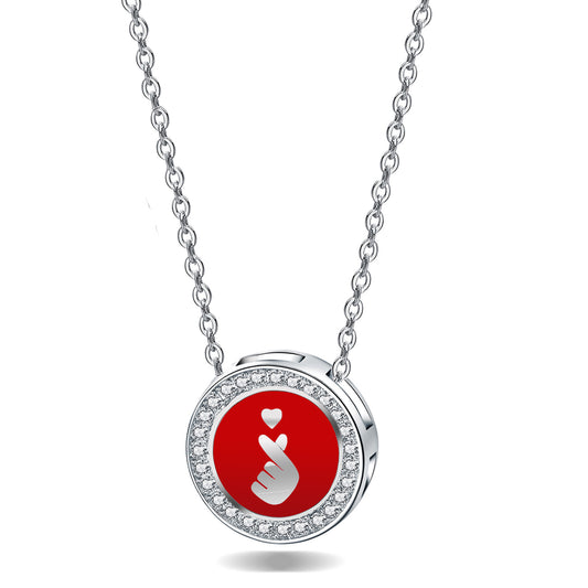 925 Silver Enamel Created Diamond Pendant Necklace
