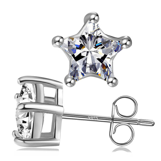 925 Sterling Silver Star Shape CZ Stud Earring