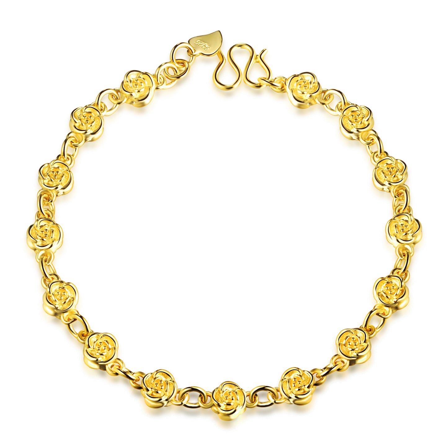 14k Gold Plated Rose Link Bracelets