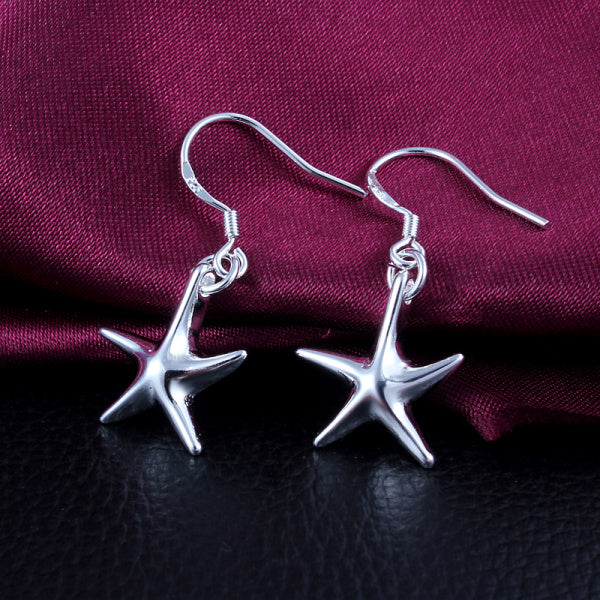 Silver Plated Starfish Dangle Earrings