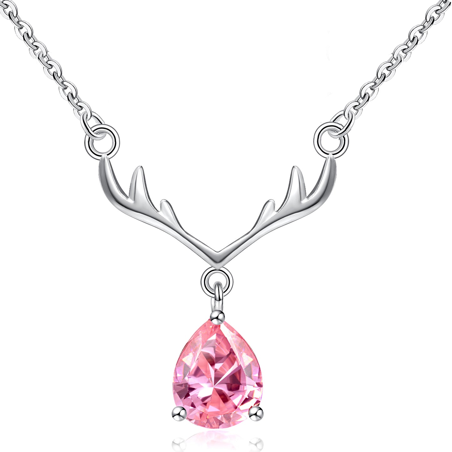 925 Sterling Silver Antlers Pendant Necklace