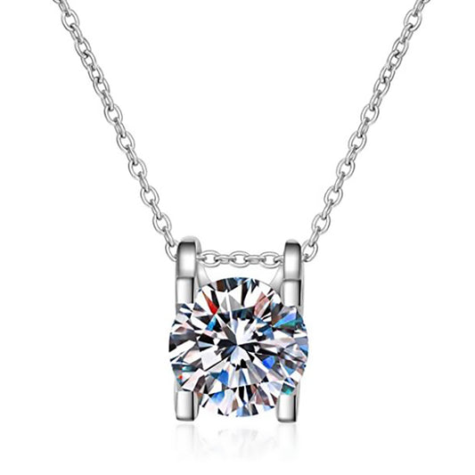 925 Sterling Silver 0.5ct Created Diamond Cube Pendant Necklace