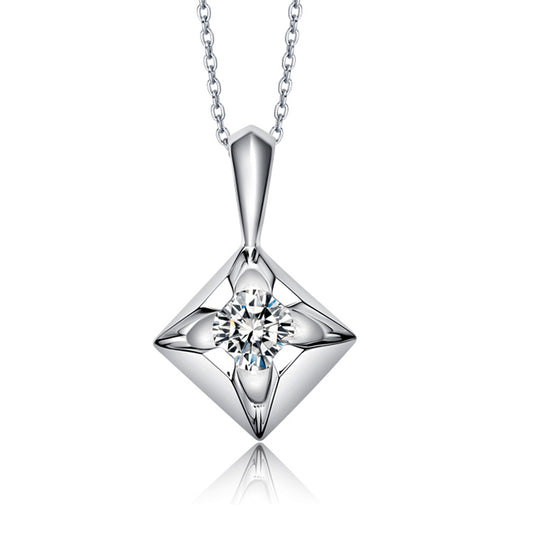 Sapphire Square Diamond Pendant Necklace