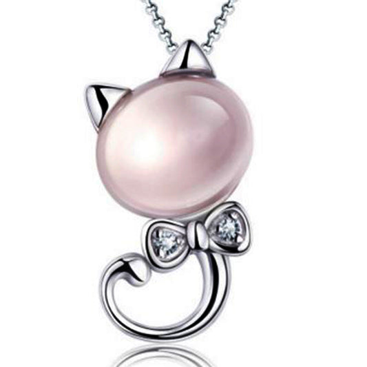 Lucky Cat Moonstone Pendant Necklace