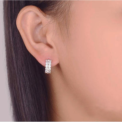 14k White Gold Plated CZ Diamond Ear Hoop