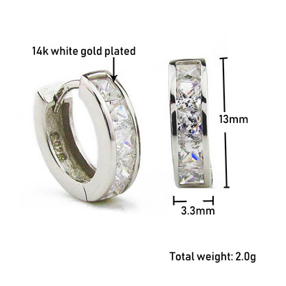 14 White Gold Plated CZ Ear Hoop