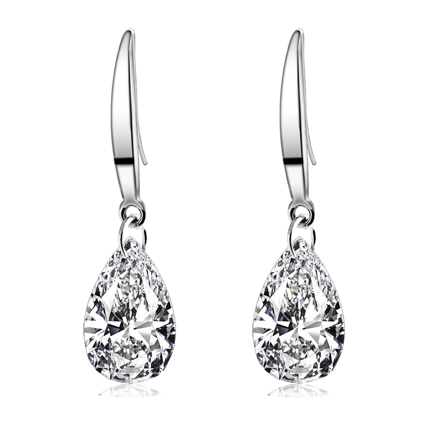 Naked Drill Pear Shape Swarovski Element Crystal Dangle Earrings