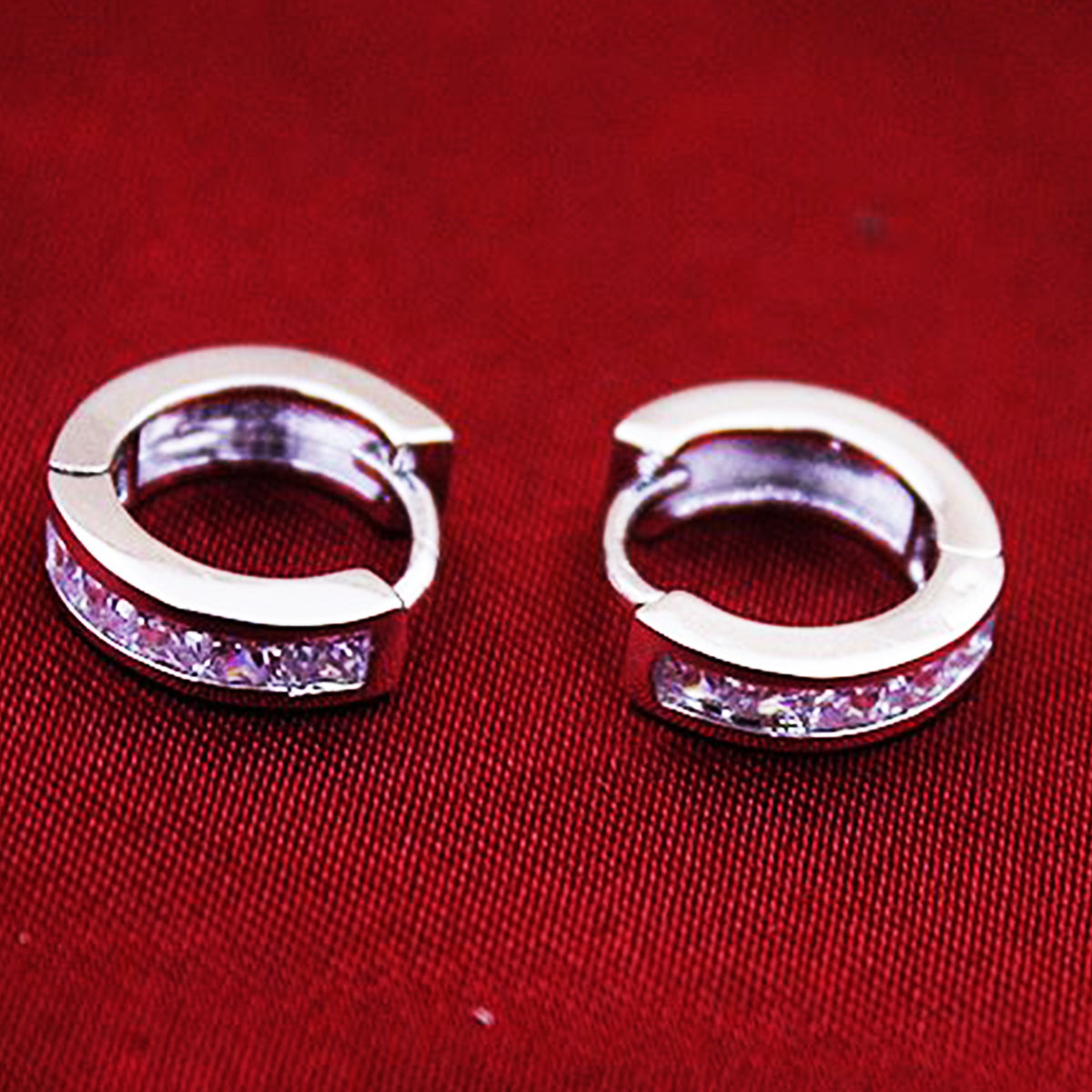 14 White Gold Plated CZ Ear Hoop