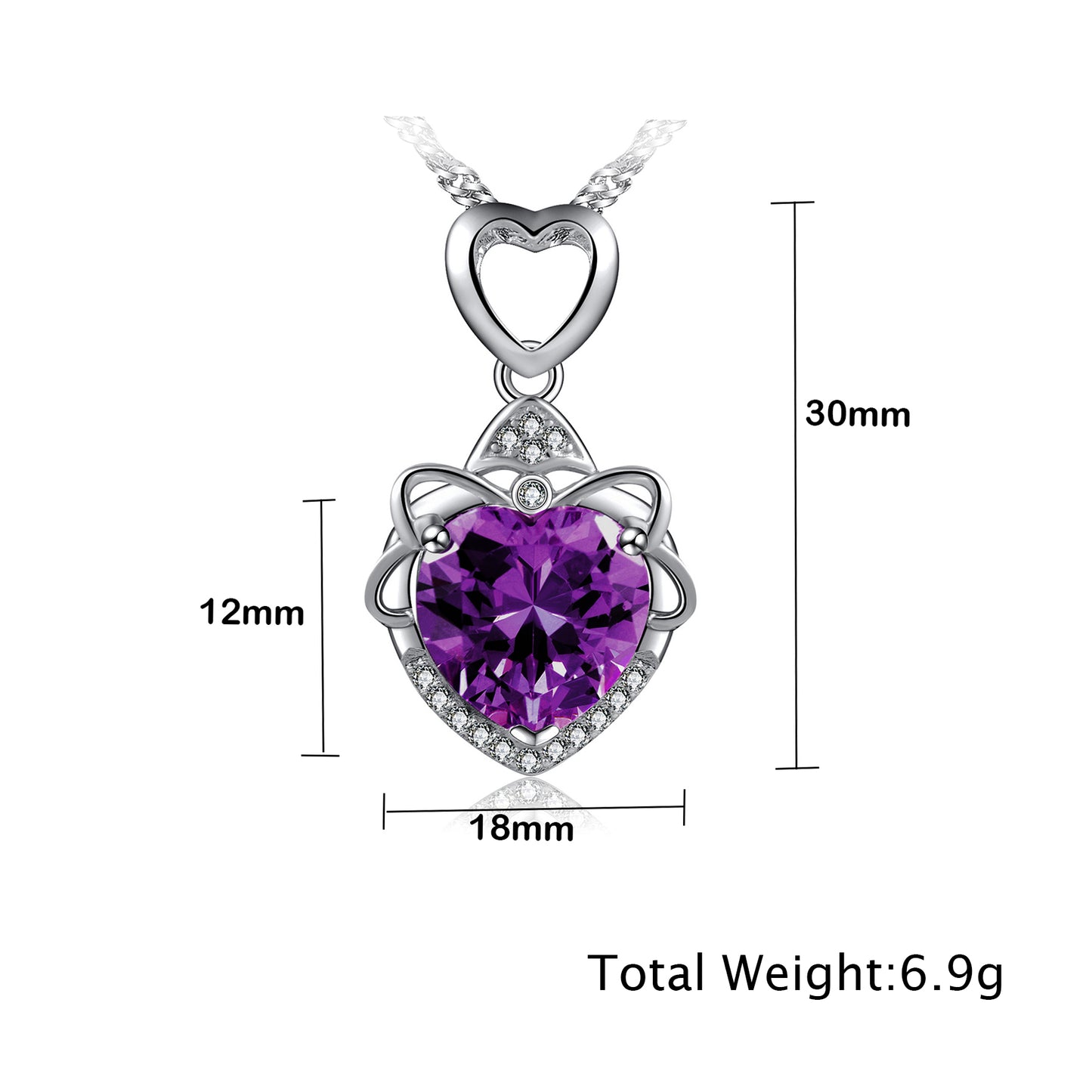 14k White Gold Plated Crystal Heart Pendant Necklace
