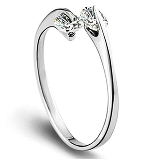 White Gold Plated Two 0.5ct CZ Diamond Adjustable Opening Ring