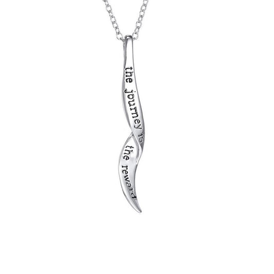 14k White Gold Plated Engraved Pendant Necklace