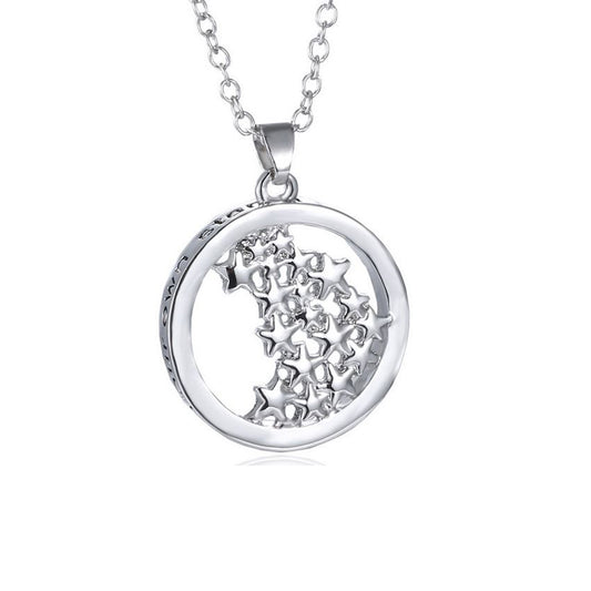 14k White Gold Plated Engraved Pendant Necklace