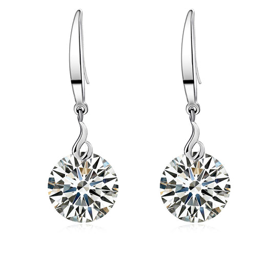 S925 Sterling Silver 10mm Round Crystal Earrings