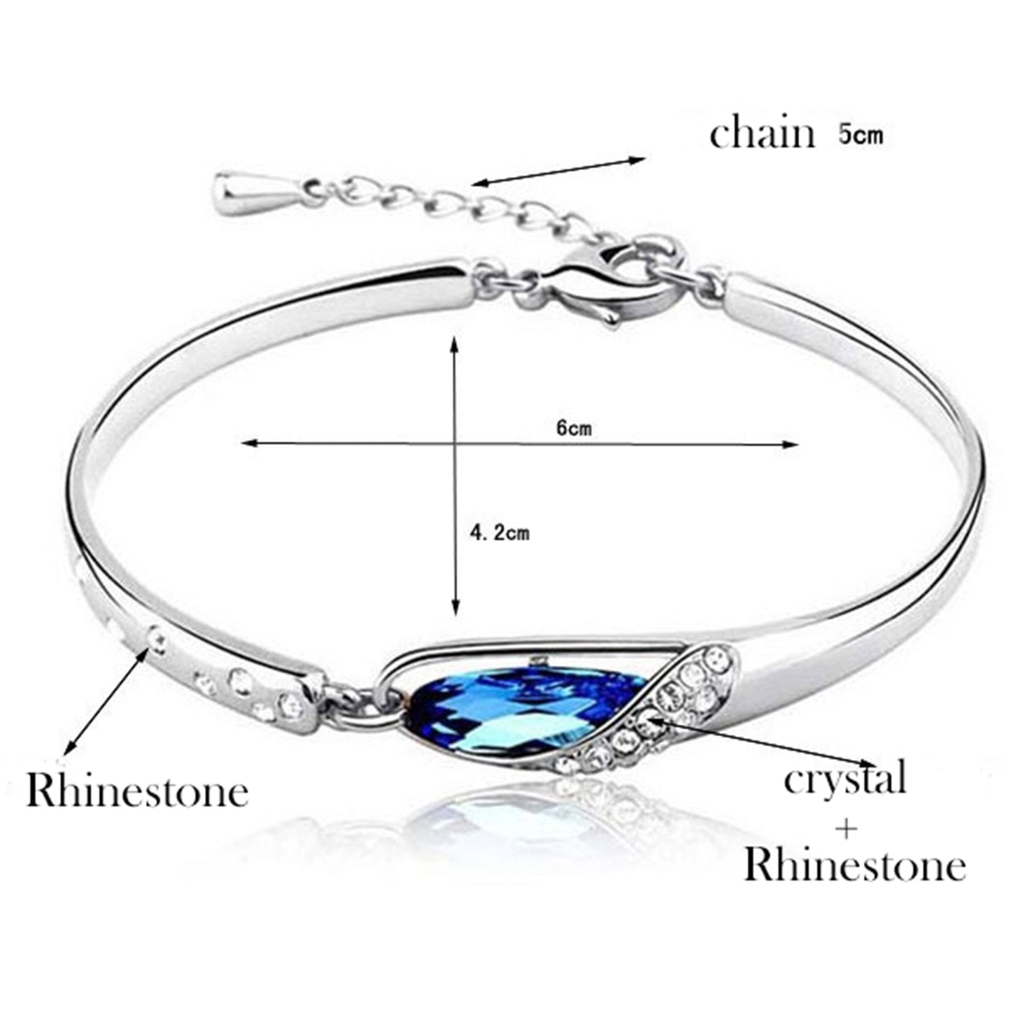 Glass Slipper Blue Crystal Link Bangle Bracelet
