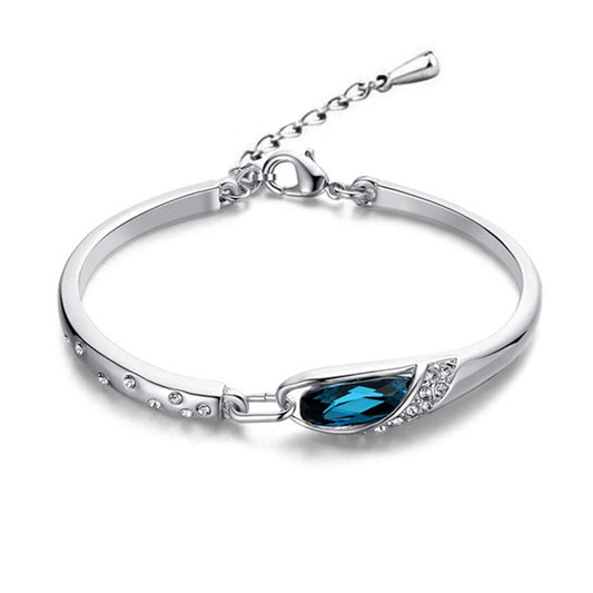 Glass Slipper Blue Crystal Link Bangle Bracelet