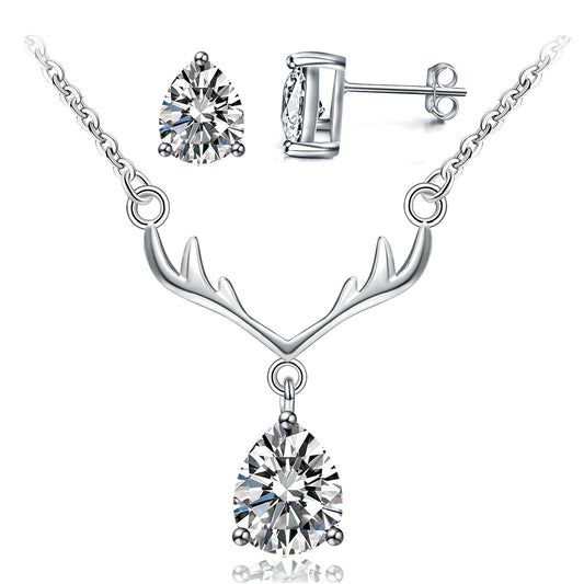 925 Sterling Silver Antlers Women Jewelry Set